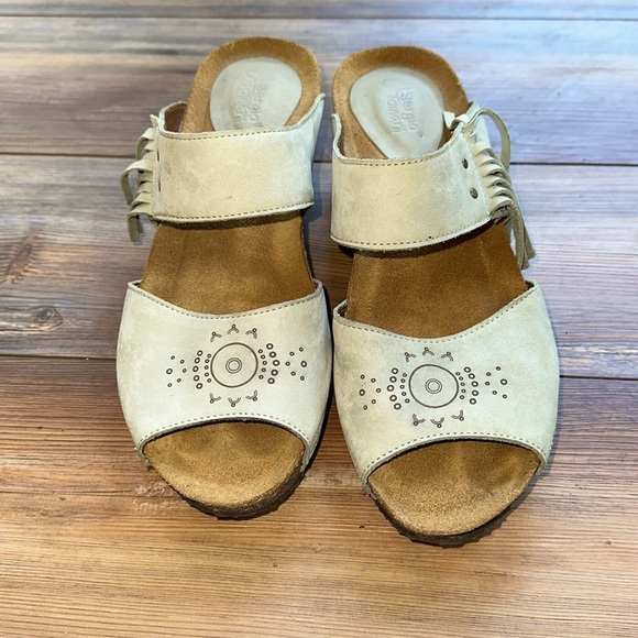 Sergio Tomani lt sage green suede slide in wedges with slight platform size 40 - Picture 2 of 7